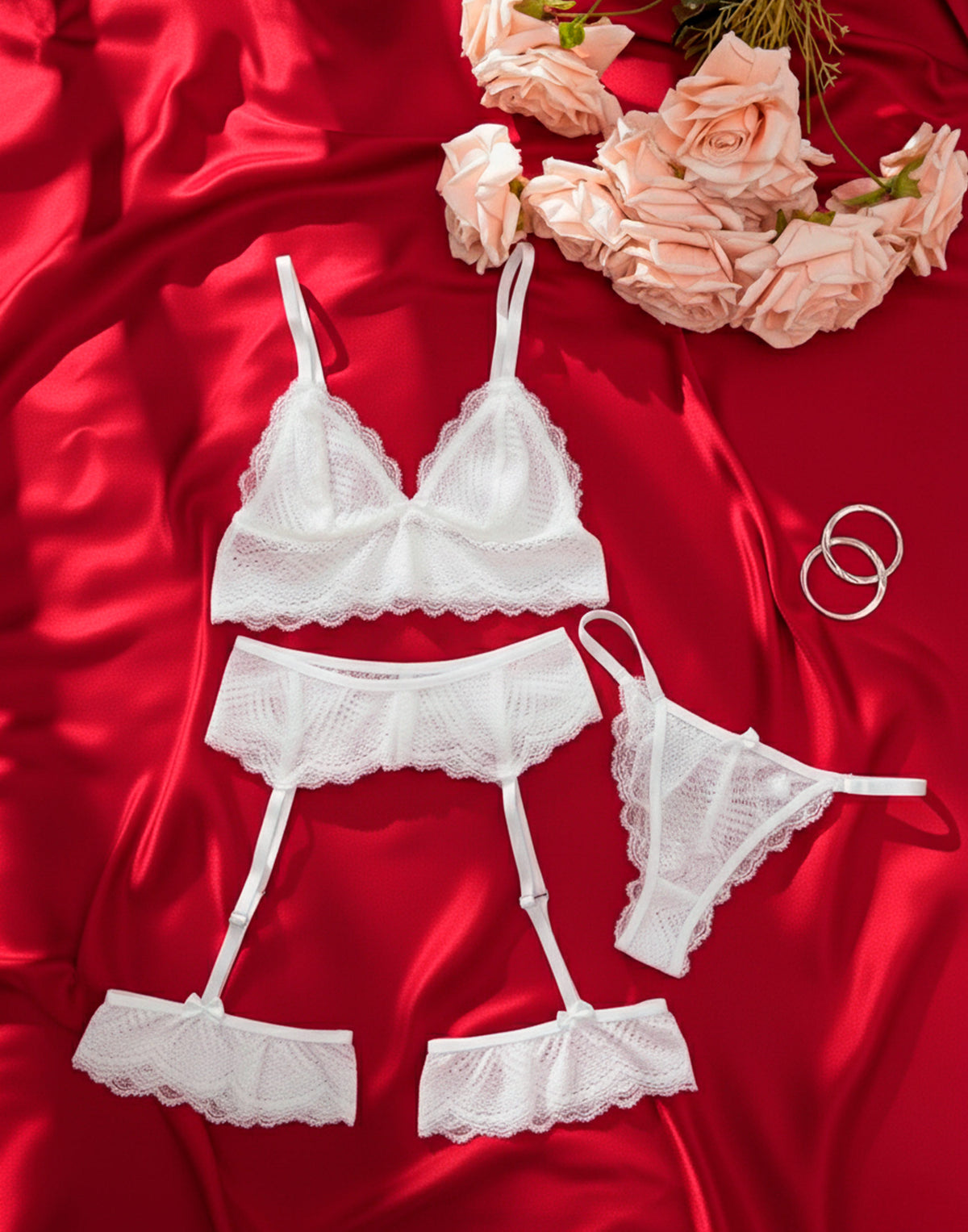 Conjunto Renda Sensual com Perneira em Branco – Doce Malícia
