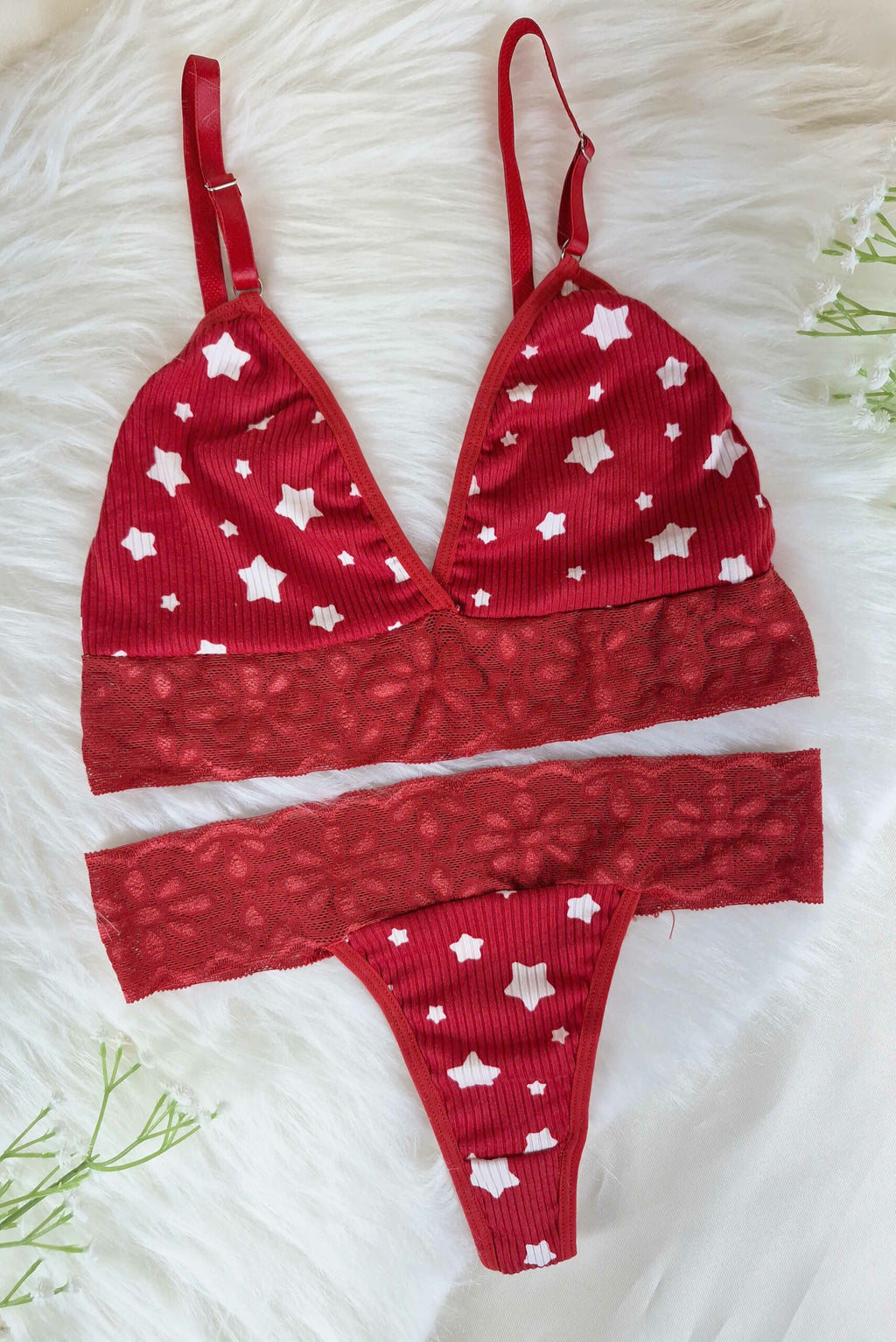 Conjunto Sem Bojo Canelado com Renda em Branco – Doce Malícia