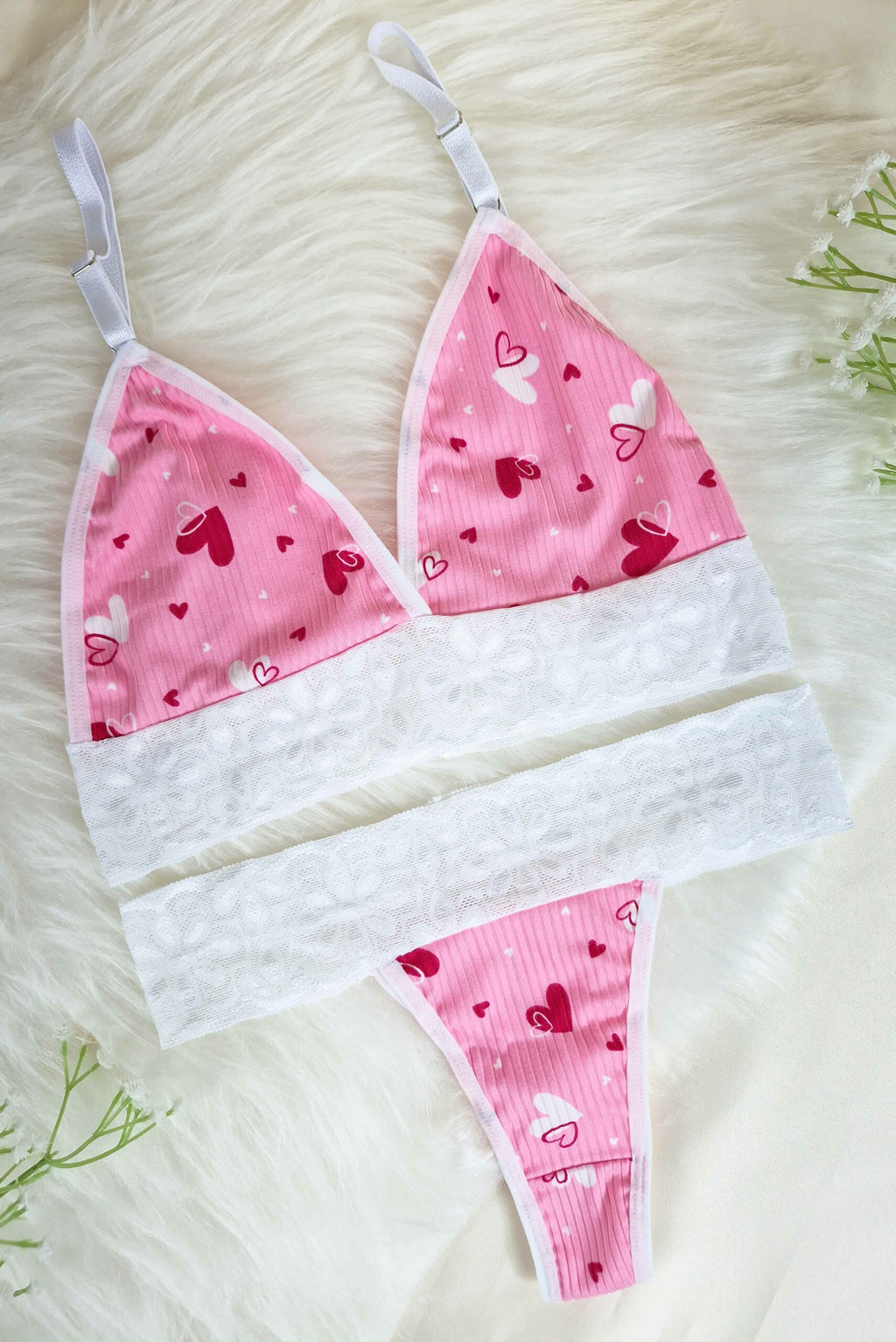 Conjunto Sem Bojo Canelado com Renda em Branco – Doce Malícia