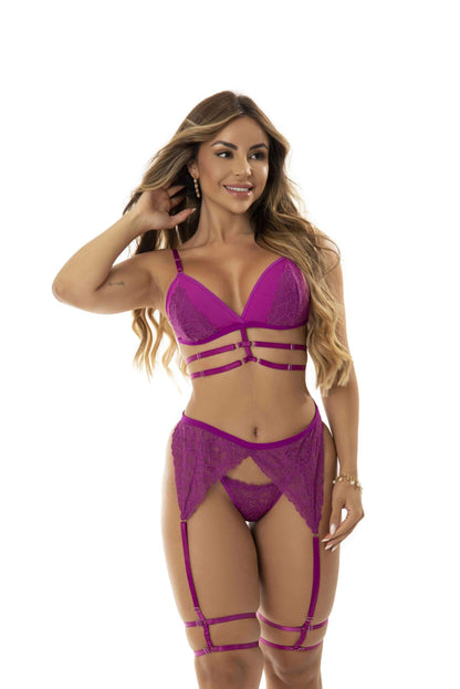 Conjunto sem Bojo com Cinta Liga em Branco – Doce Malícia