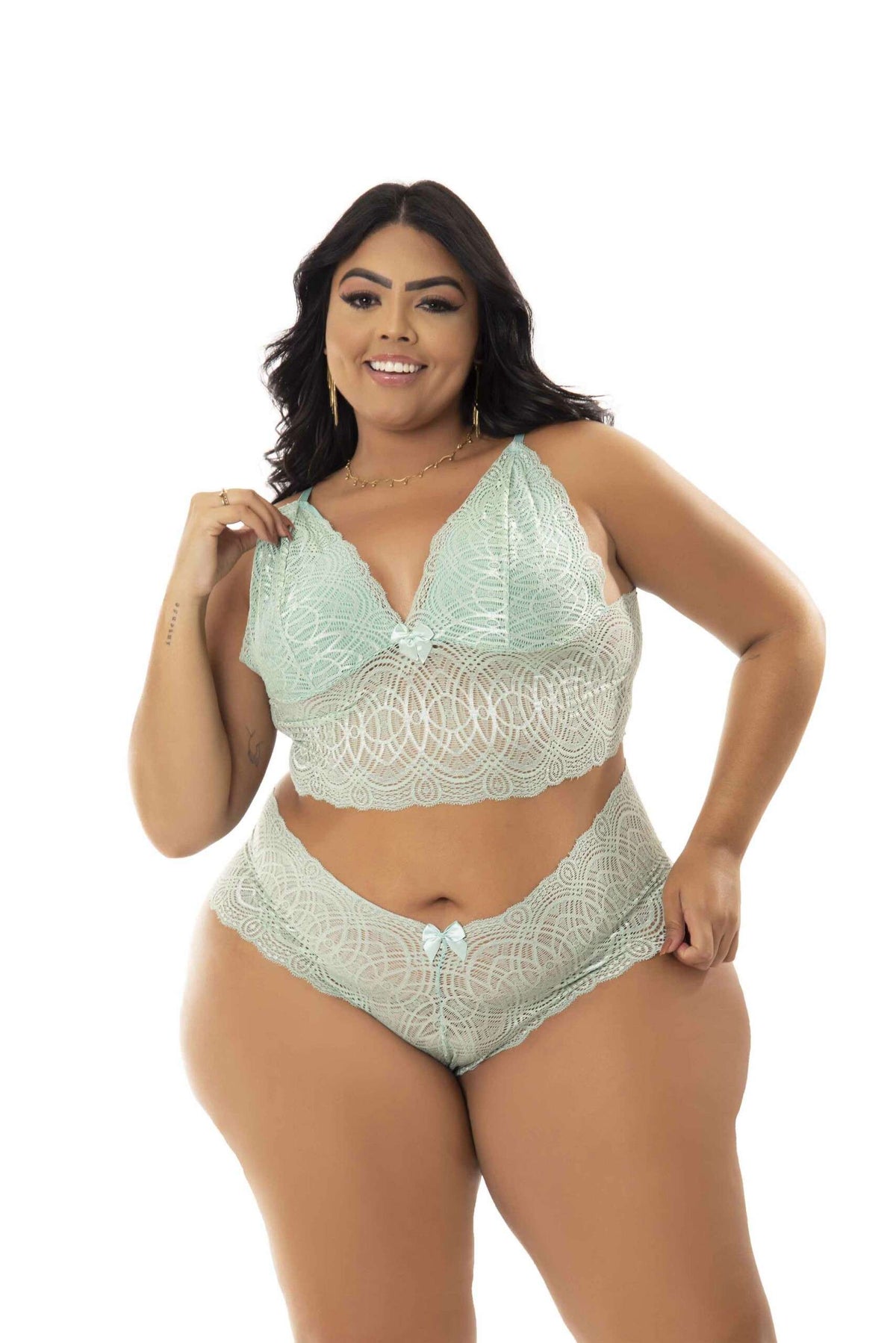 Conjunto sem Bojo Plus Size em azul-Marinho – Doce Malícia