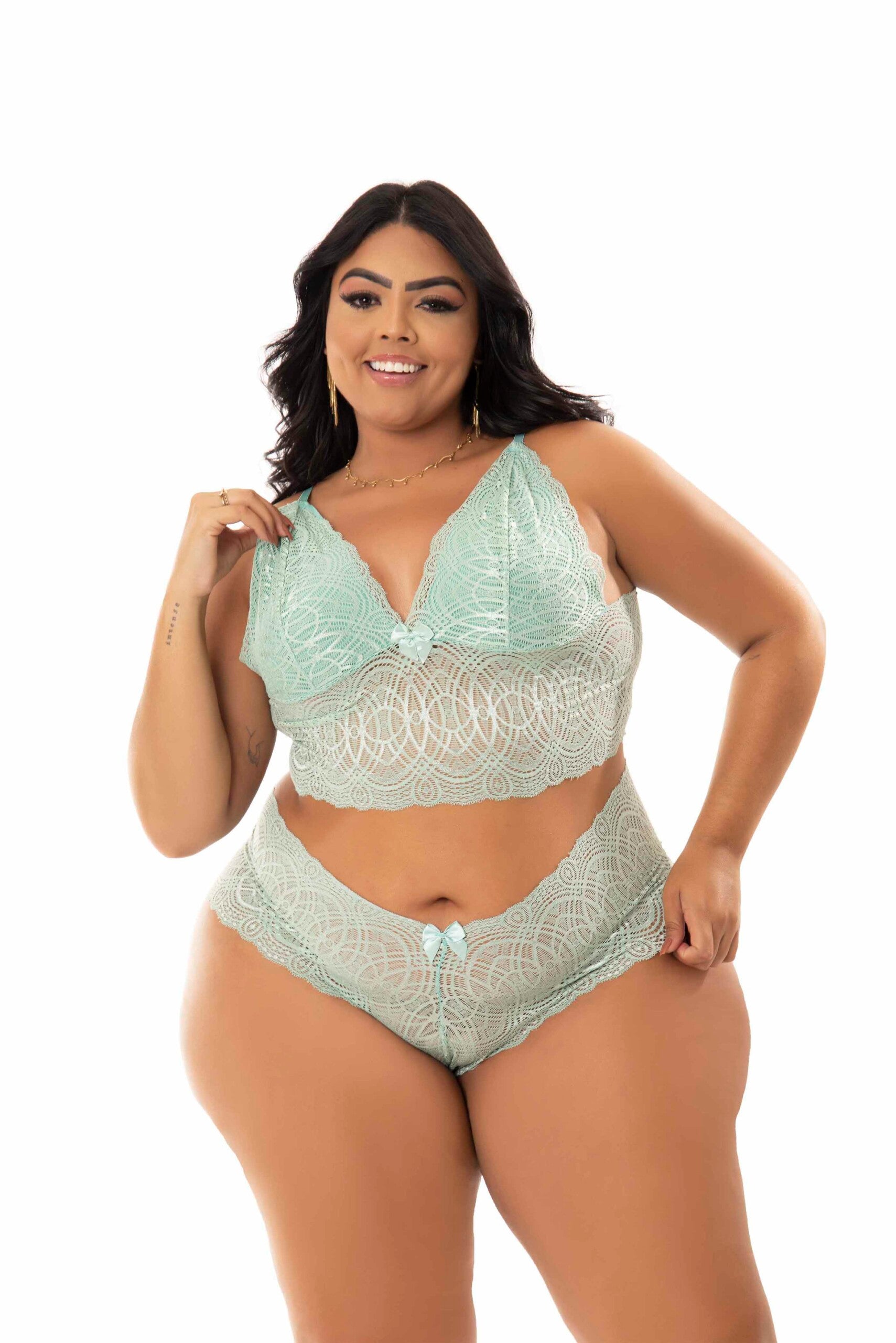 Conjunto sem Bojo Plus Size em azul-Marinho – Doce Malícia