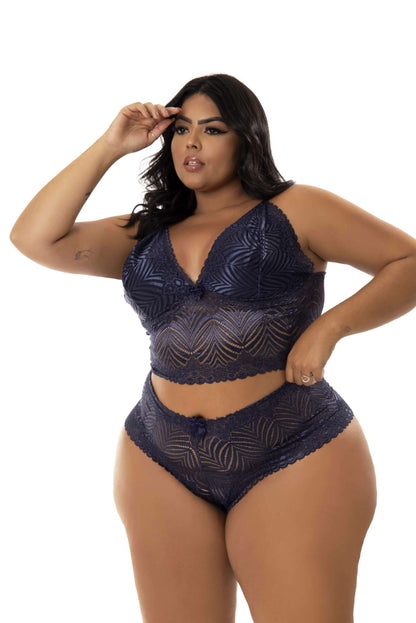 Conjunto sem Bojo Plus Size em azul-Marinho – Doce Malícia