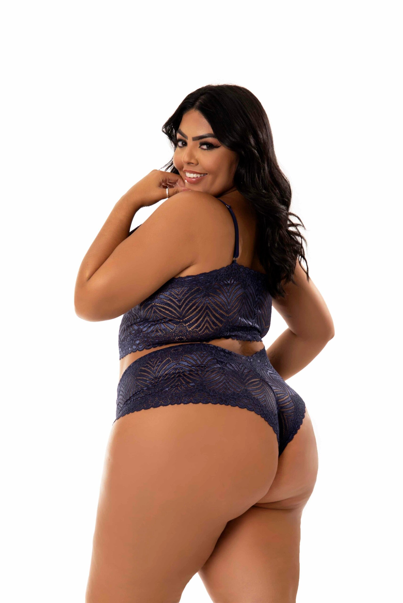 Conjunto sem Bojo Plus Size em azul-Marinho – Doce Malícia