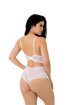 Conjunto Sensual de renda sem bojo em Branco – Doce Malícia