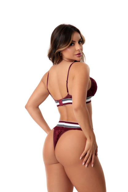 Conjunto Sensual com Elástico Listrado em Frozen – Doce Malícia