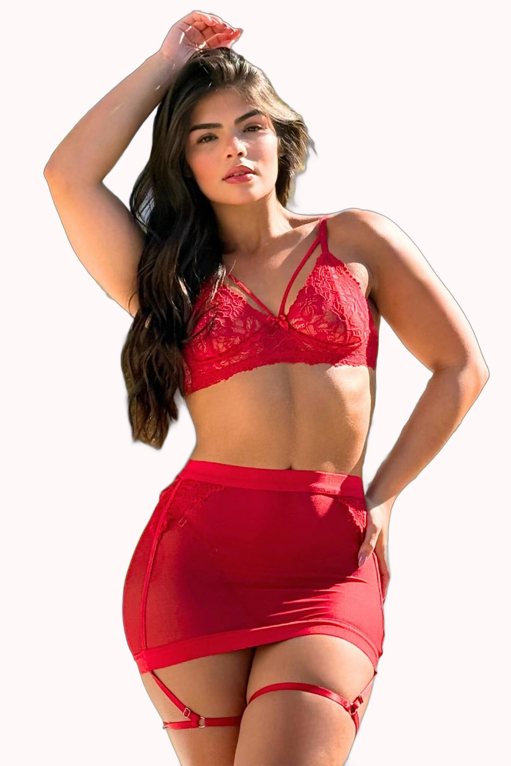Conjunto sensual sem bojo com saia transparente – Doce Malícia
