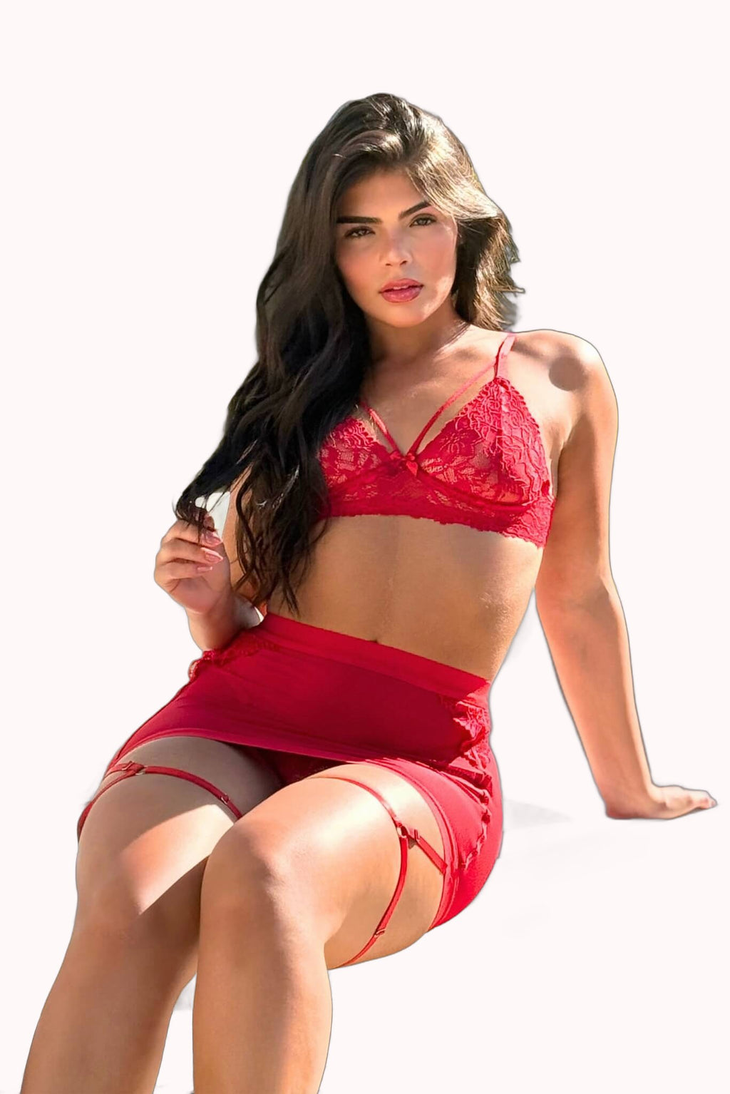 Conjunto sensual sem bojo com saia transparente – Doce Malícia