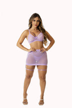 Conjunto sensual sem bojo com saia transparente – Doce Malícia