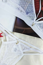 Conjunto Sensual em Tule Dot em azul-Marinho – Doce Malícia