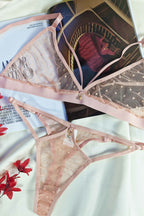 Conjunto Sensual em Tule Dot em azul-Marinho – Doce Malícia