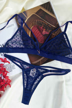 Conjunto Sensual em Tule Dot em azul-Marinho – Doce Malícia