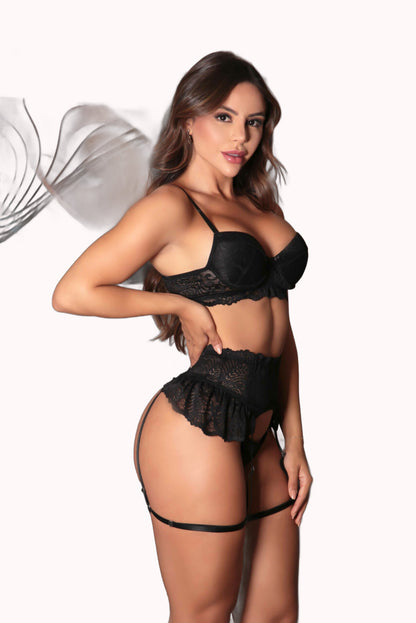 Conjunto sexy com cinta liga – Doce Malícia