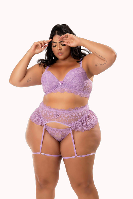 Conjunto Sexy com Cinta Liga Plus Size – Doce Malícia