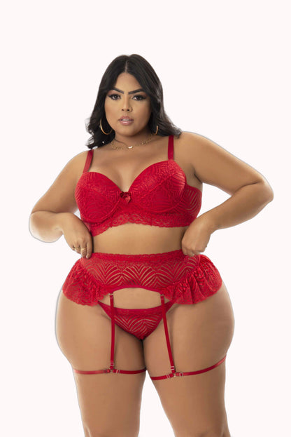 Conjunto Sexy com Cinta Liga Plus Size – Doce Malícia
