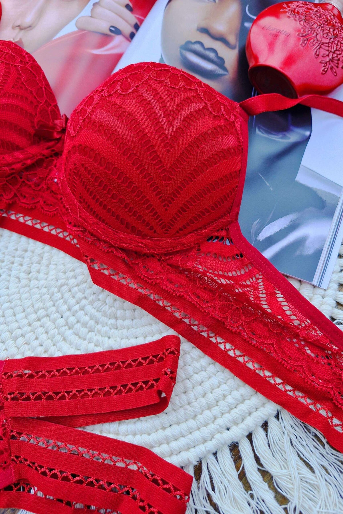 Conjunto Sexy com Elástico Desenhado em azul-Marinho – Doce Malícia