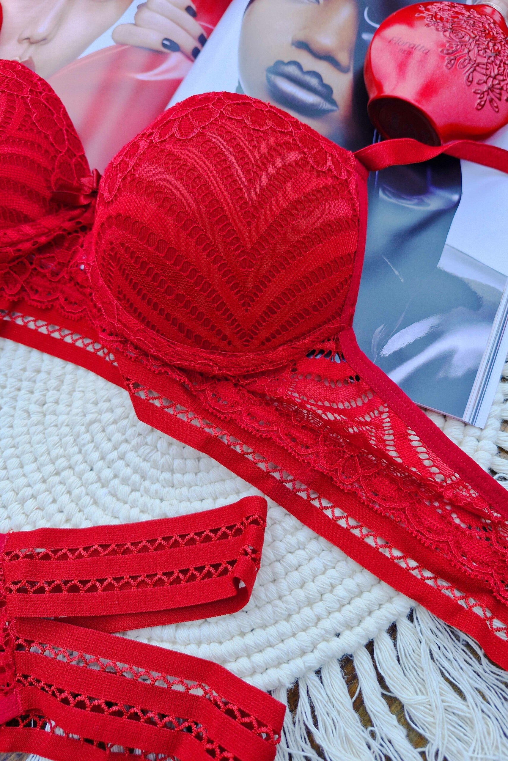 Conjunto Sexy com Elástico Desenhado em azul-Marinho – Doce Malícia