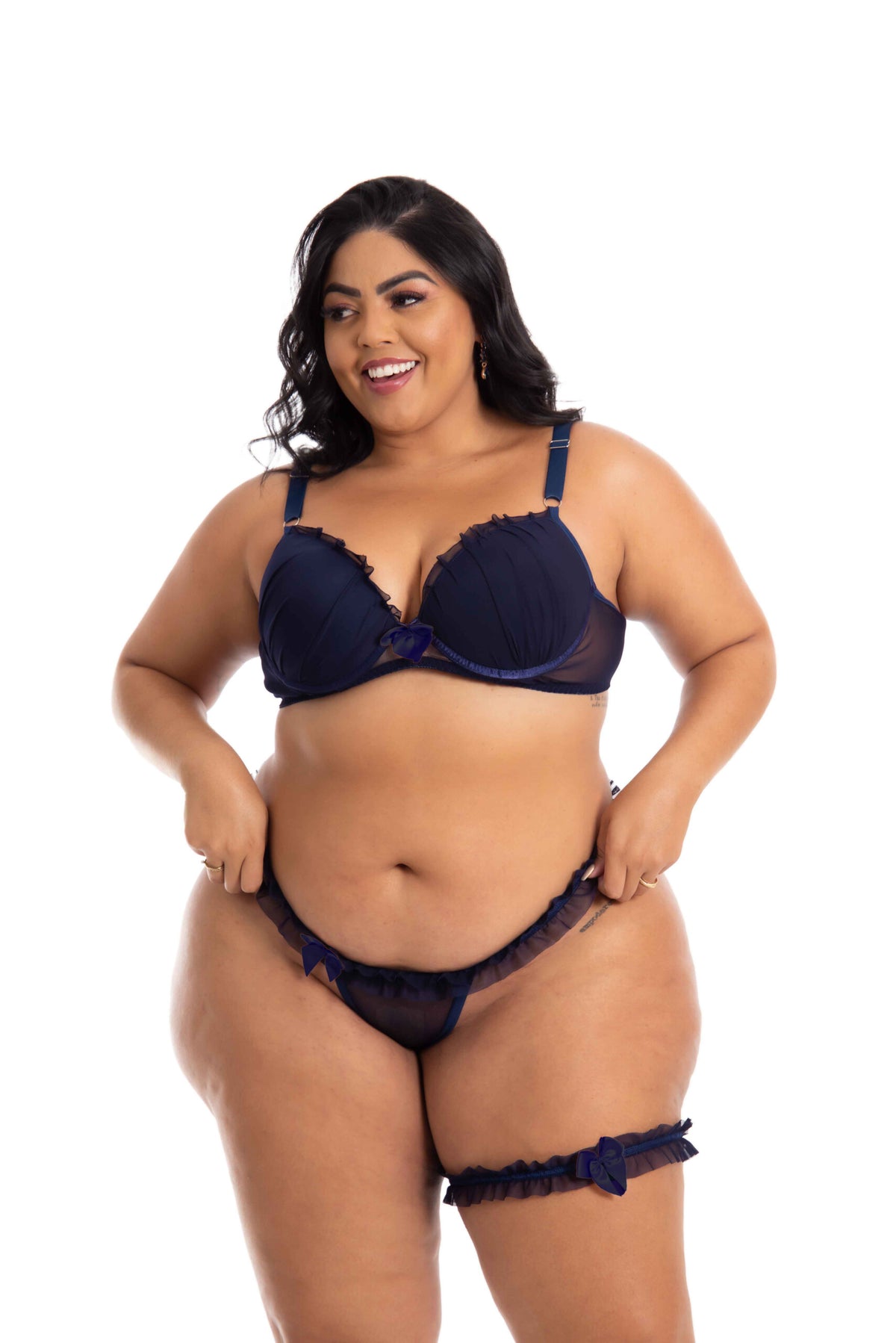 Conjunto Sexy Plus Size em azul-Marinho – Doce Malícia