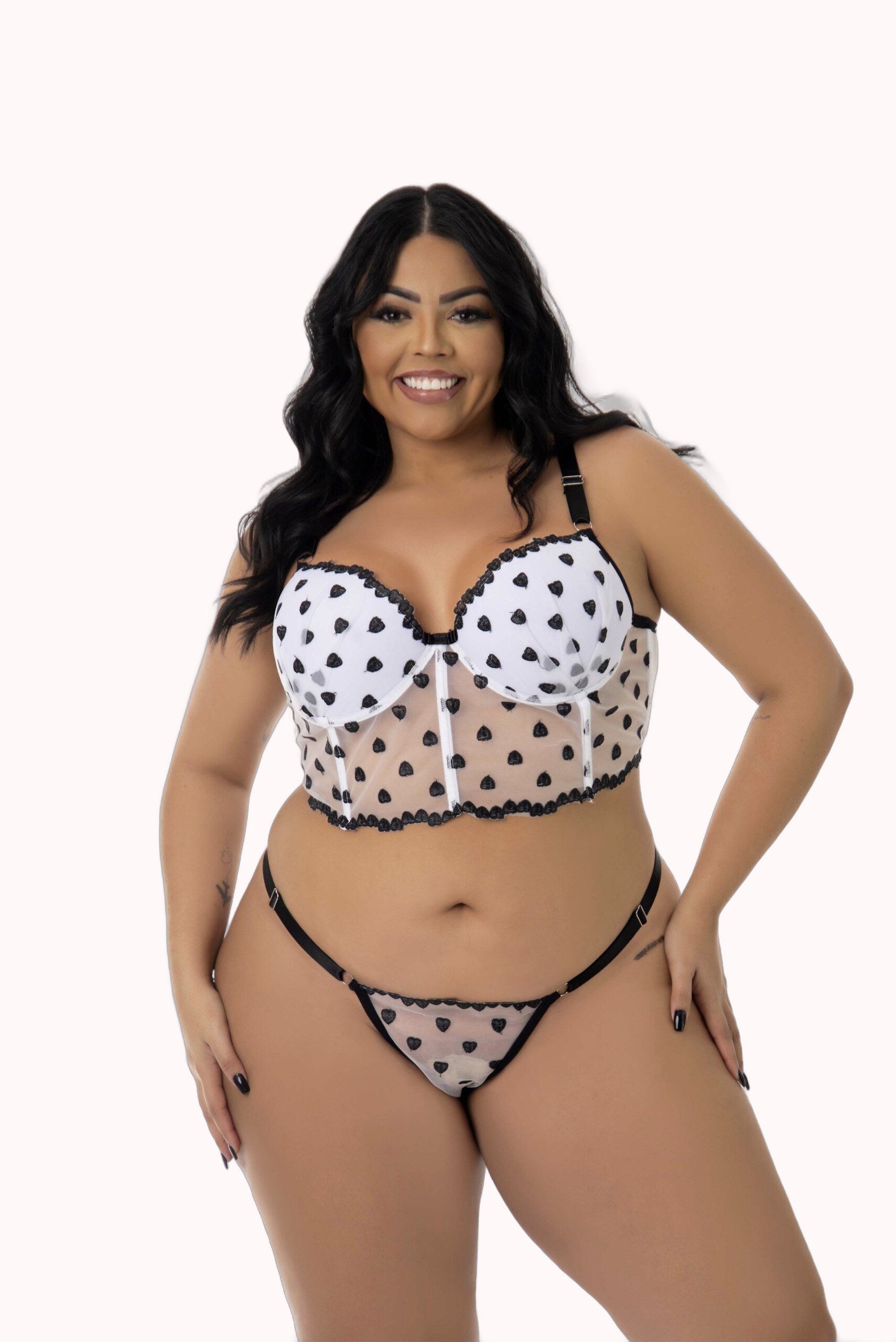 Conjunto Sexy Plus Size em Tule Desenhado – Doce Malícia