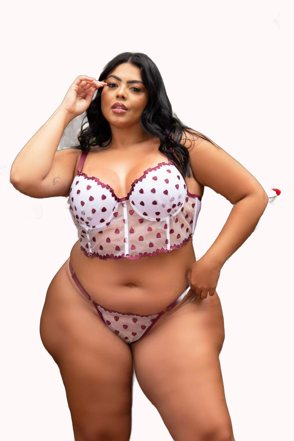 Conjunto Sexy Plus Size em Tule Desenhado – Doce Malícia