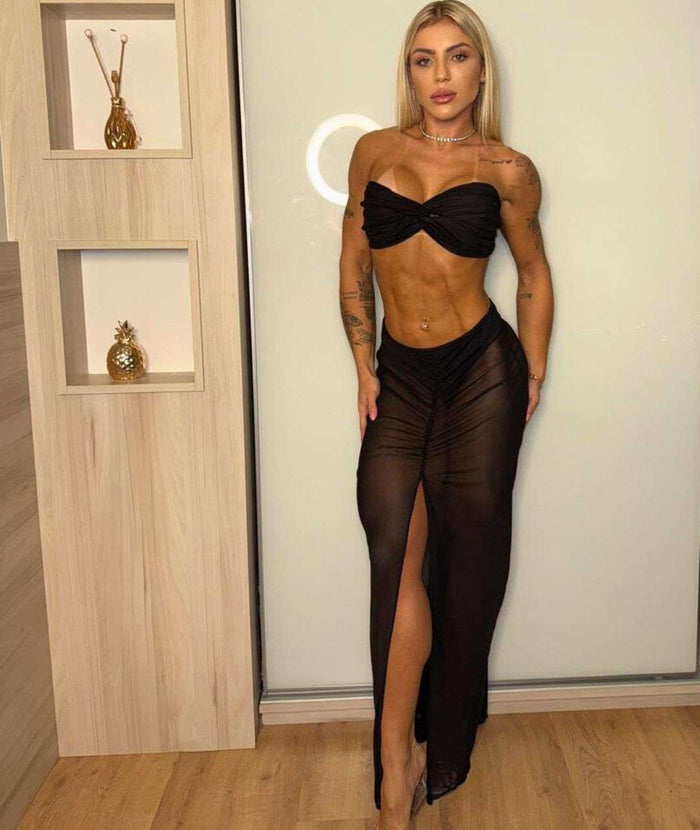 Conjunto Spain Cropped e Saia Longa - Preto — Doce Malícia
