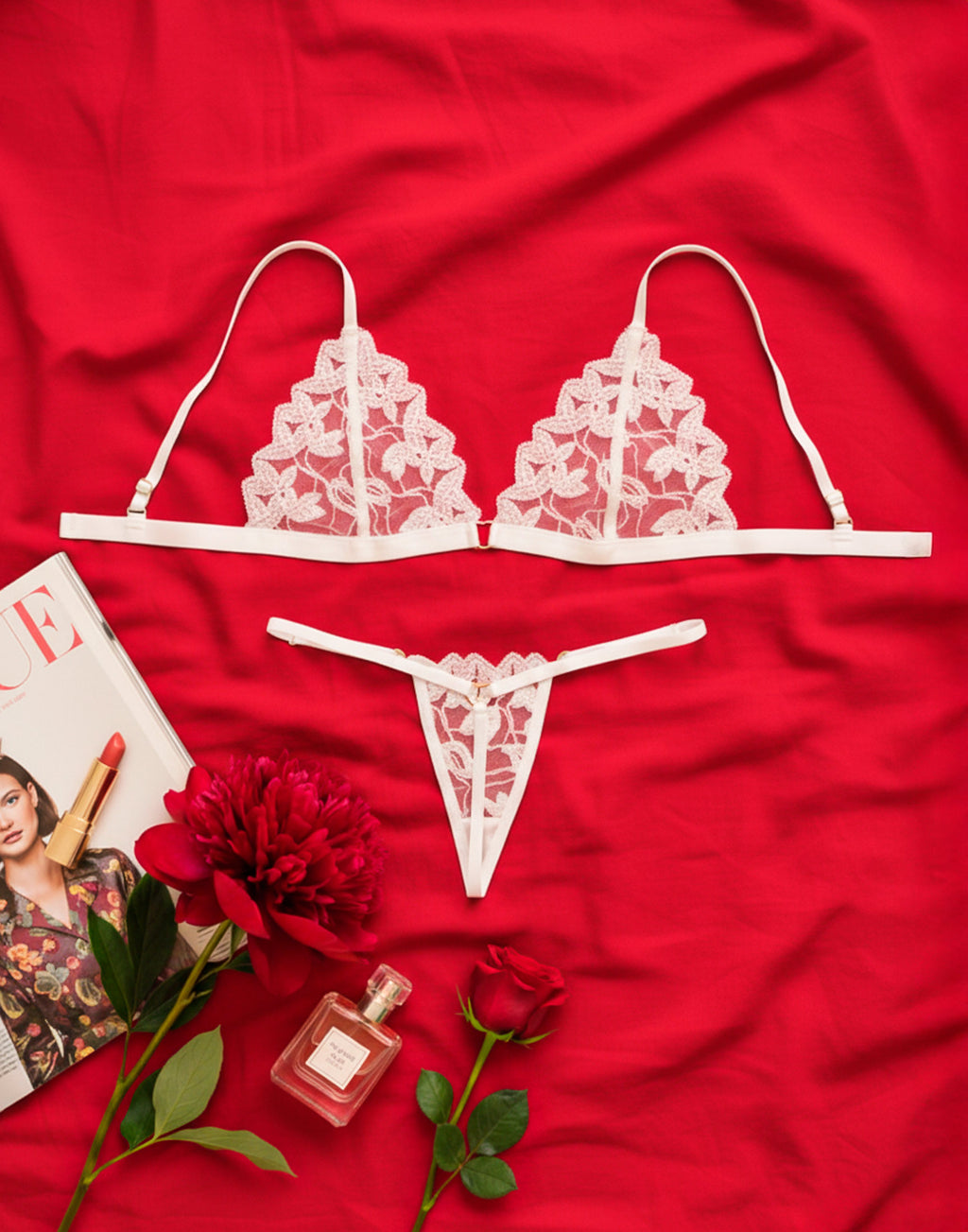 Conjunto Fio Dental com Tule Bordado em Branco – Doce Malícia