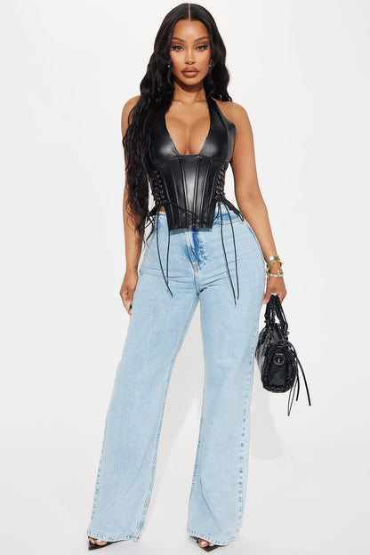 Cropped Feminino Frente Única Renda Decote V Preto – Doce Malícia