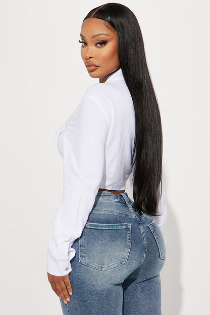 Cropped Feminino Linho Cargo Branco – Doce Malícia