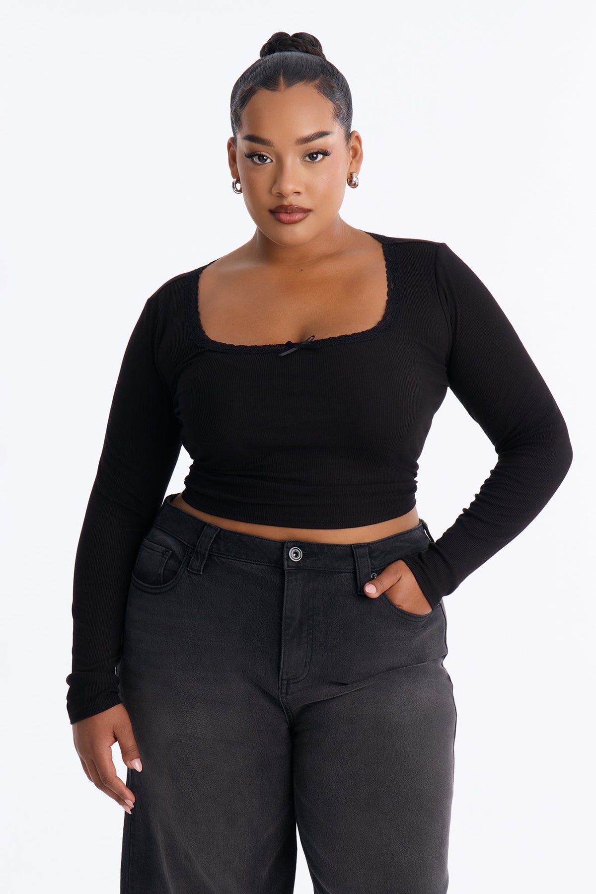 Cropped Feminino Renda Canelado Preto – Doce Malícia