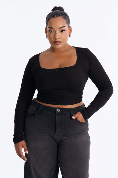 Cropped Feminino Renda Canelado Preto – Doce Malícia