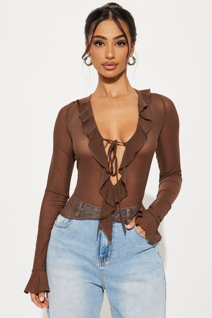 Cropped Feminino Tule Marrom – Doce Malícia
