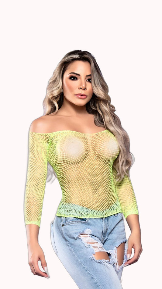 Cropped Bodystocking com Strass – Doce Malícia