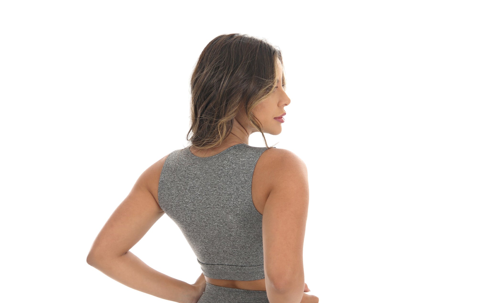 Cropped fitness mesclado em cinza – Doce Malícia