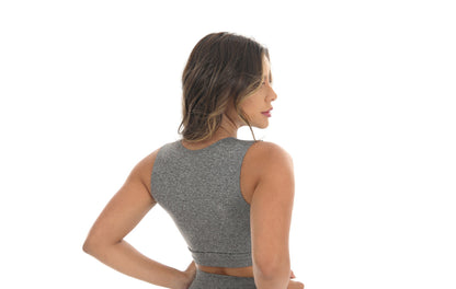 Cropped fitness mesclado em cinza – Doce Malícia