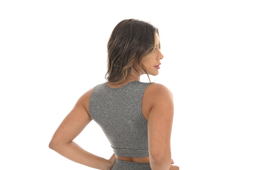 Cropped fitness mesclado em cinza – Doce Malícia