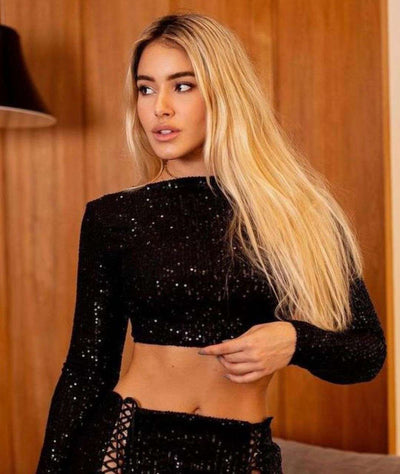 Cropped Maraísa Paetê - Preto