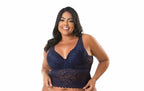 Cropped plus size todo em renda em azul-Marinho – Doce Malícia
