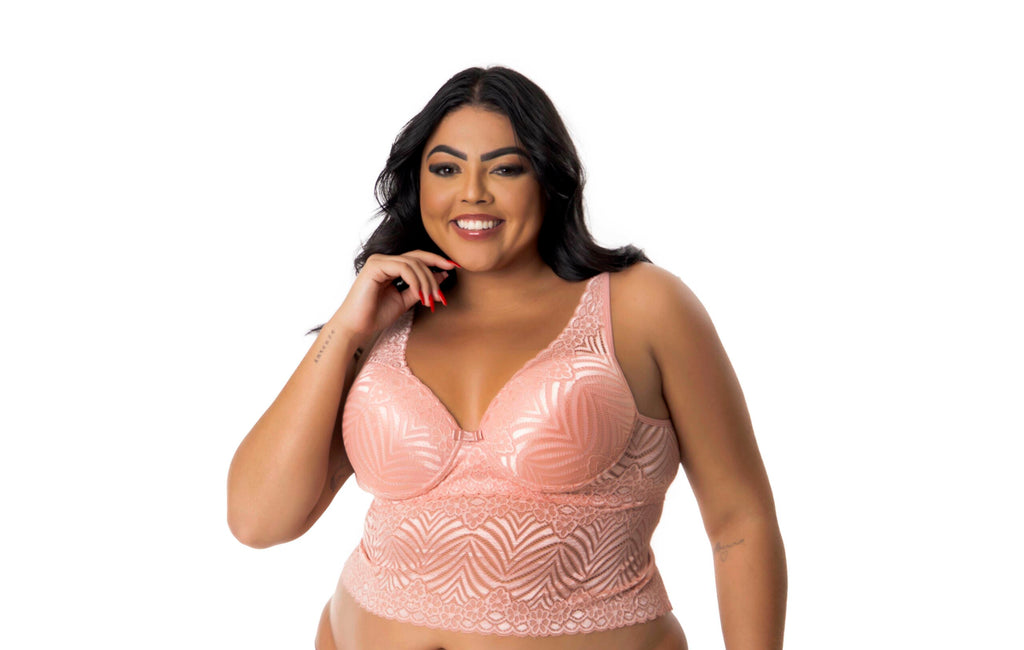 Cropped plus size todo em renda em azul-Marinho – Doce Malícia
