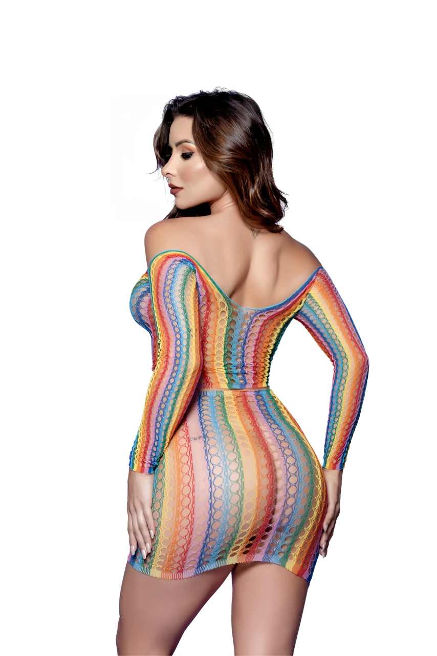 Cropped e Saia Arrastão Colorida em Quantidade – Doce Malícia