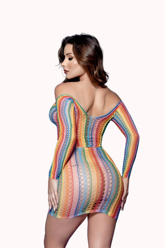 Cropped e Saia Arrastão Colorida – Doce Malícia