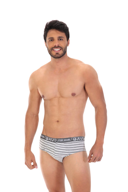 Cueca slip viscolycra listrada em azul – Doce Malícia