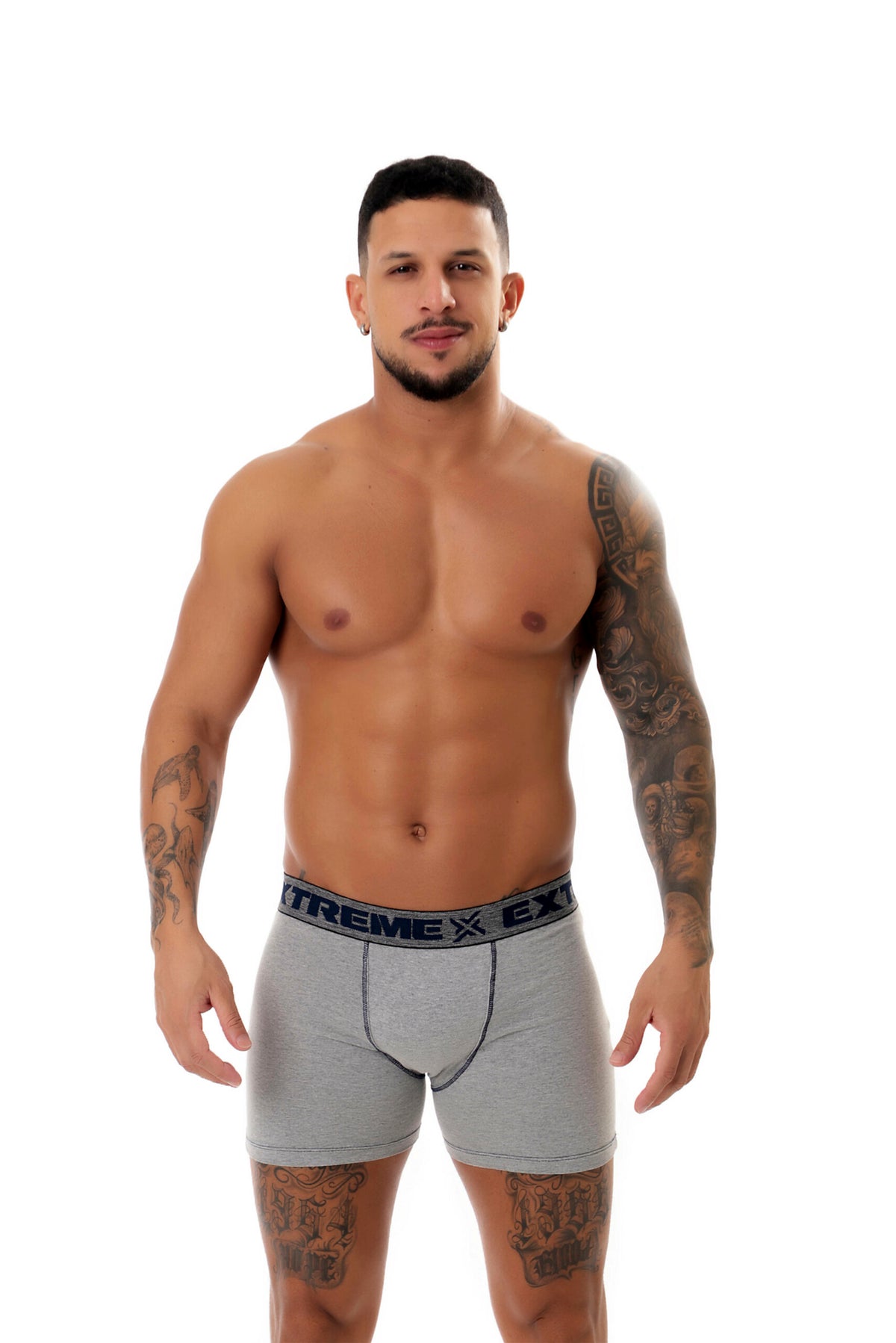 Cueca Boxer em algodão mescla em azul – Doce Malícia