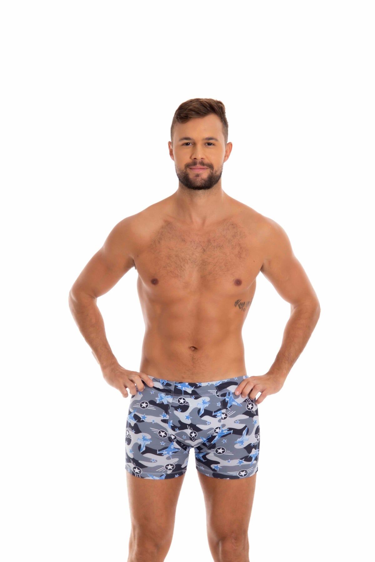 Cueca boxer estampada em azul – Doce Malícia