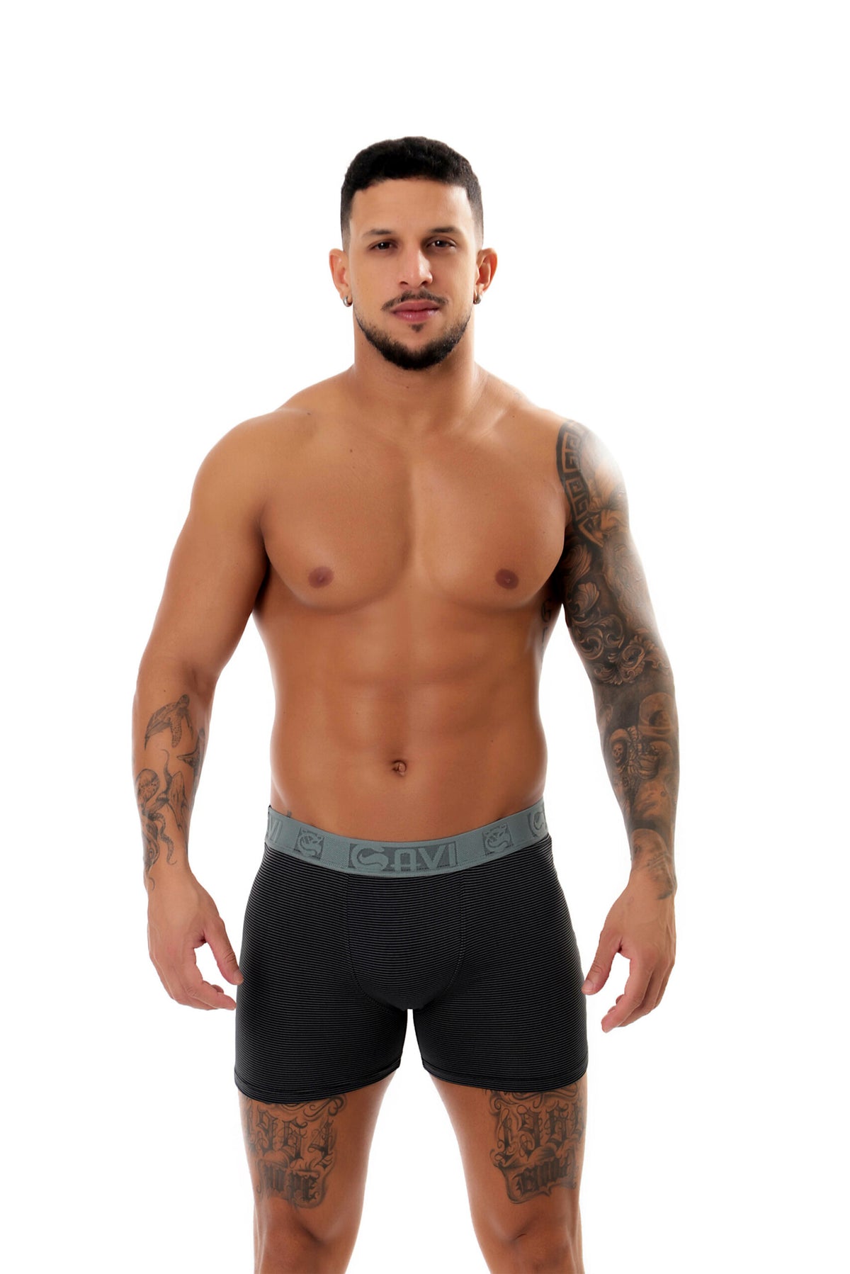 Cueca Boxer Risca Giz em azul-Marinho – Doce Malícia