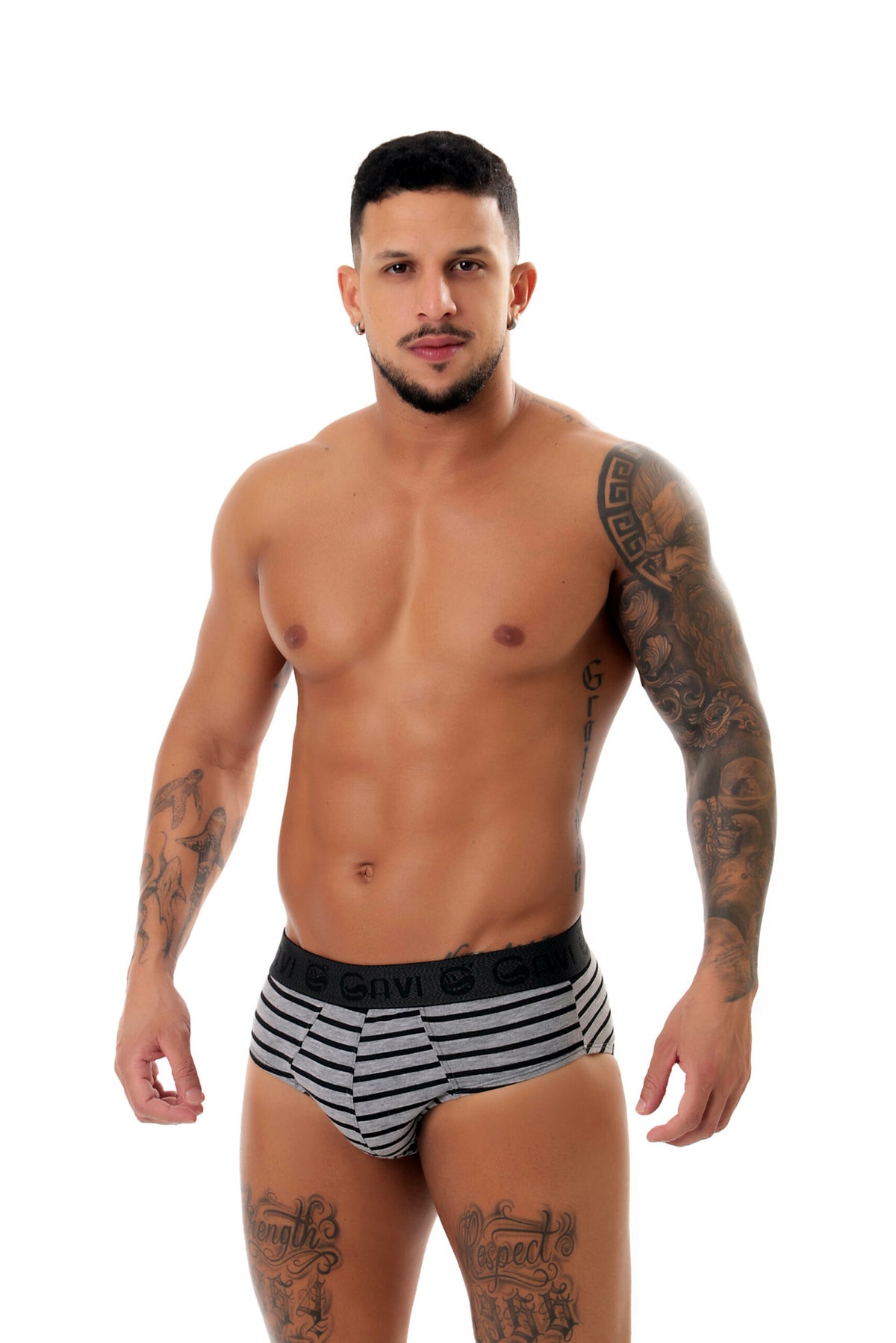 Cueca slip viscolycra listrada em azul – Doce Malícia