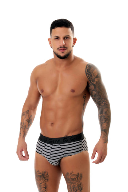Cueca slip viscolycra listrada em azul – Doce Malícia