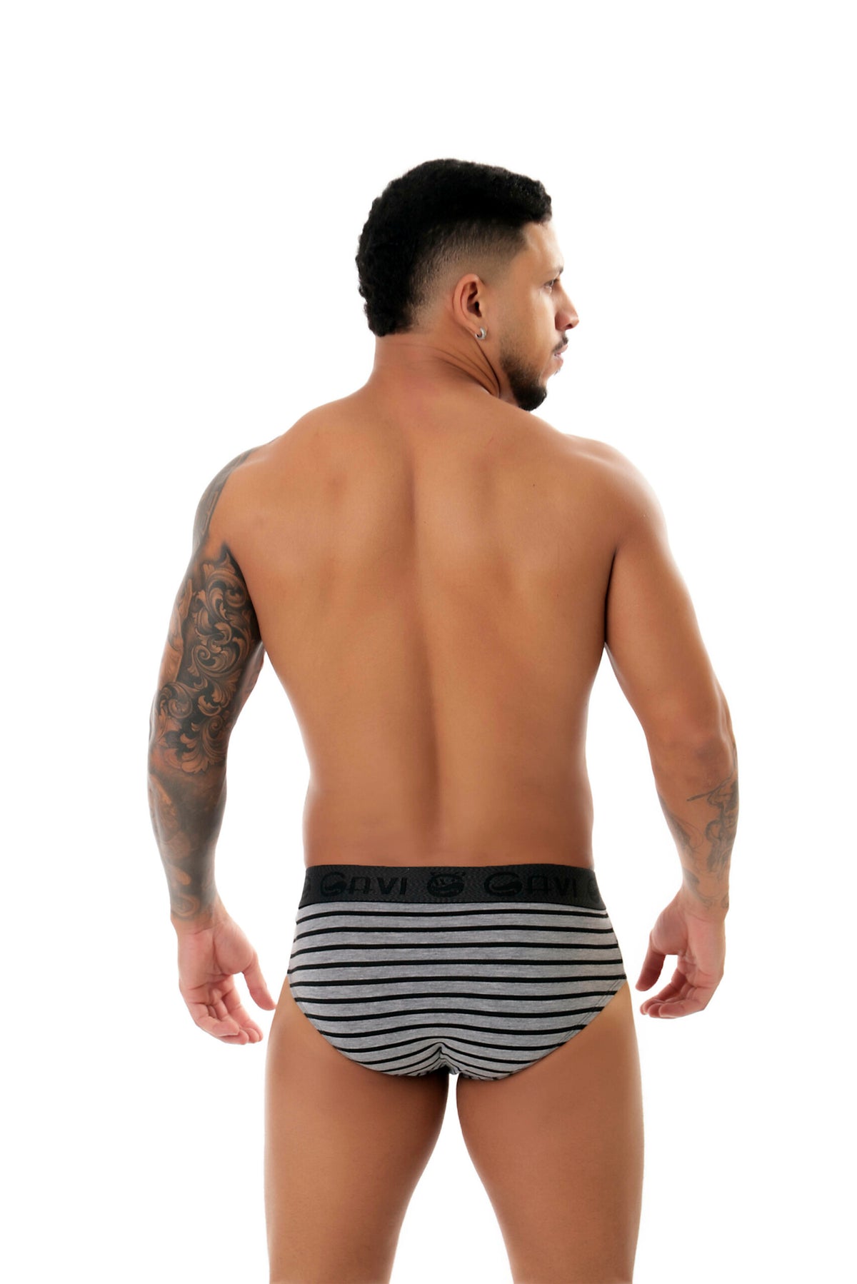 Cueca slip viscolycra listrada em azul – Doce Malícia