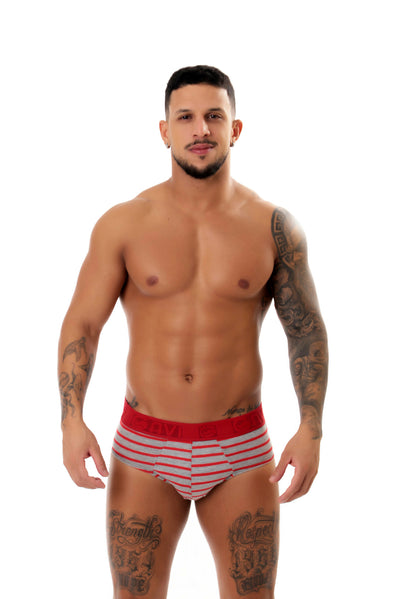 Cueca slip viscolycra listrada em azul – Doce Malícia
