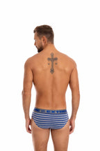 Cueca slip viscolycra listrada em azul – Doce Malícia