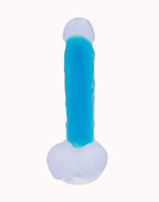 Prótese com Ventosa Florescente Azul – Dildo Gode Dark 19,0 X 3,5 cm – Doce Malícia